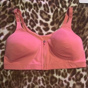 Pink Zip-Front Sports Bra
